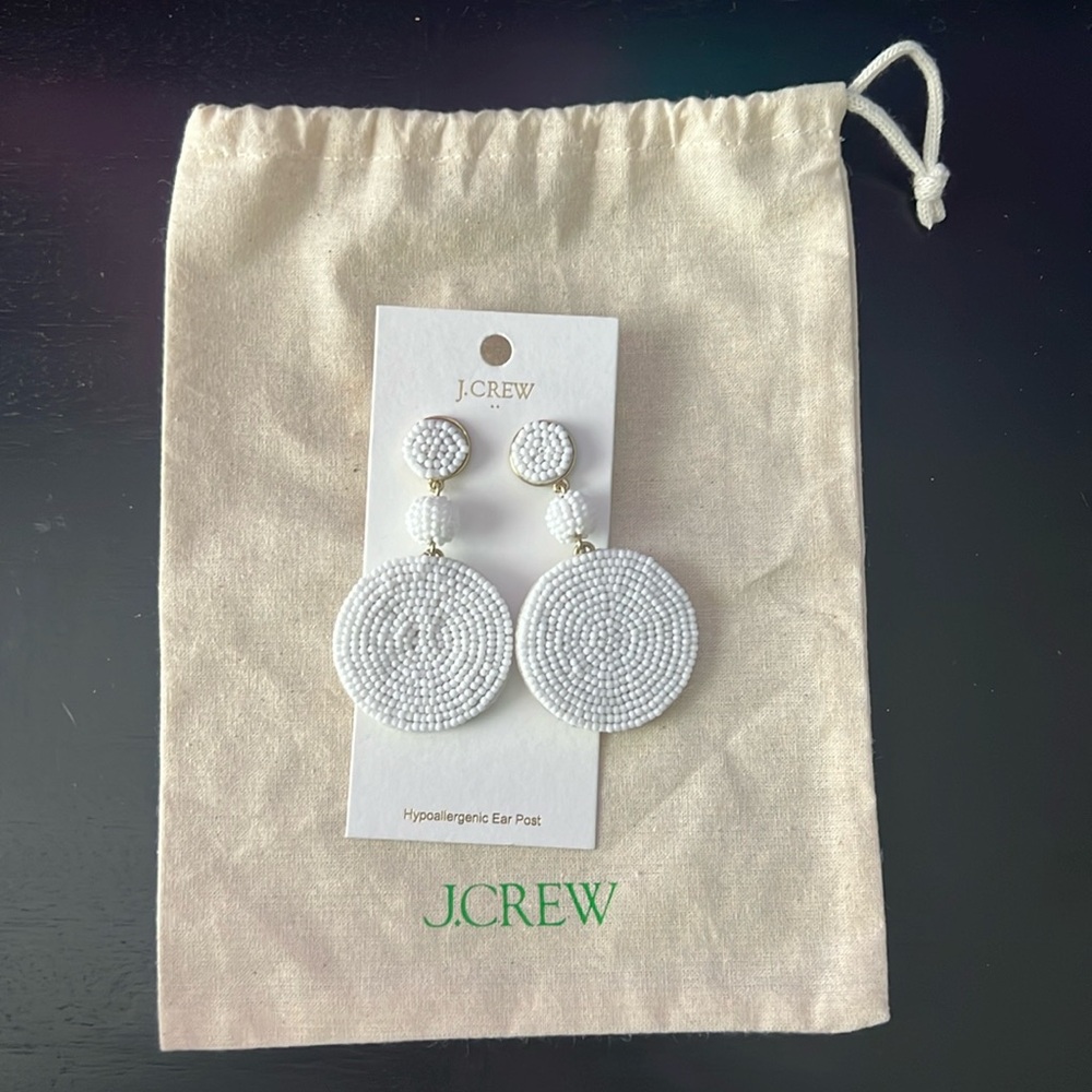 J.CREW White Beaded Drop Earrings